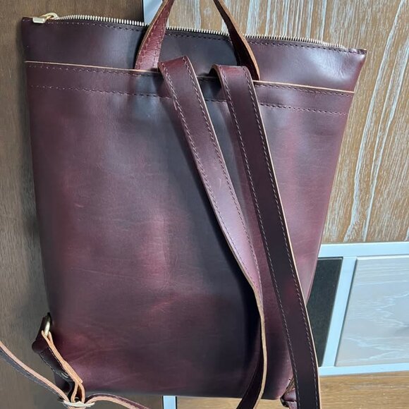 Portland Leather Laptop Backpack, Color Cognac
